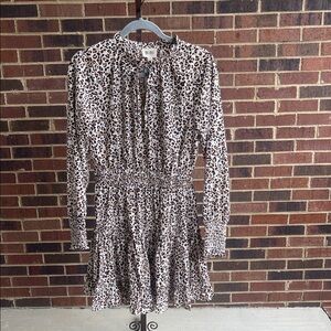 BiBi Long Sleeve Leopard Dress - Black and White